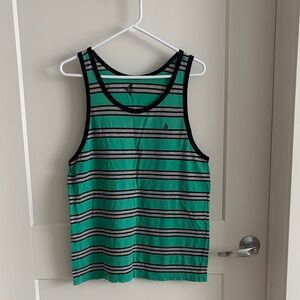 Volcom Green and Black Striped Tank Top